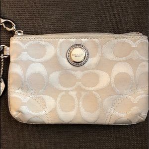 Authentic Coach White and Silver Poppy Wristlet